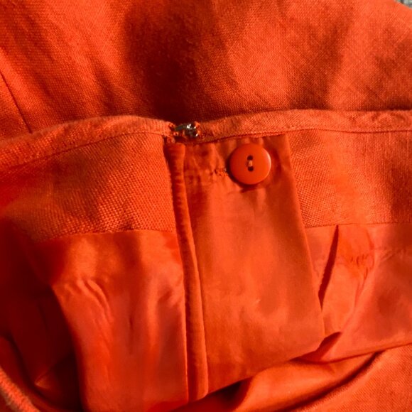Talbots Skirt Womens 16P Orange  A-Line Pure Irish Linen‎ Lined Business casual - Picture 4 of 12
